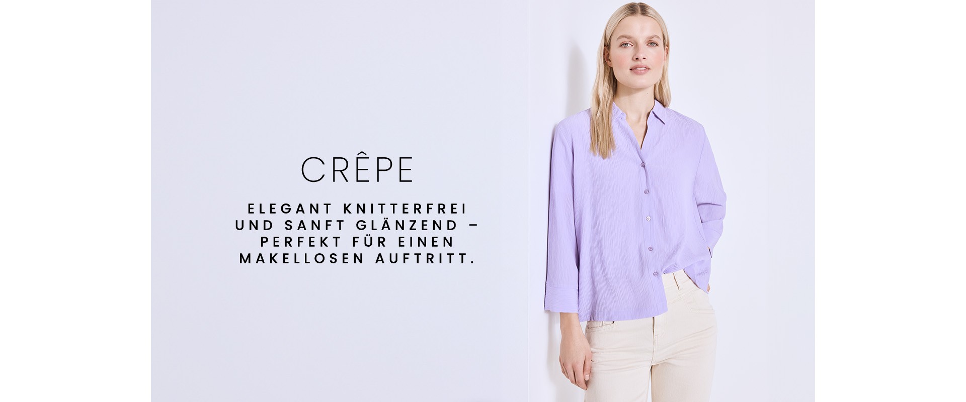 Crêpe -Elegant knitterfrei und sanft glänzend – perfekt für einen makellosen Auftritt.